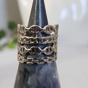 Silver Multi Chain Link Ring